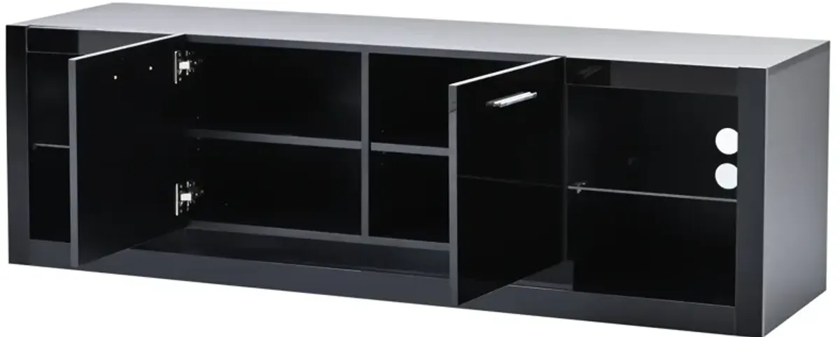 Merax Modern TV Stand with 2 Tempered Glass Shelves