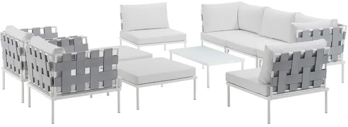 Harmony 10 Piece Outdoor Patio Aluminum Sectional Sofa Set - White White