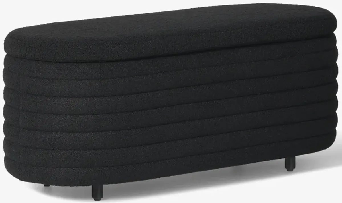 WestinTrends 42" Wide Mid-Century Modern Upholstered Teddy Sherpa Tufted Oval Storage Ottoman Bench