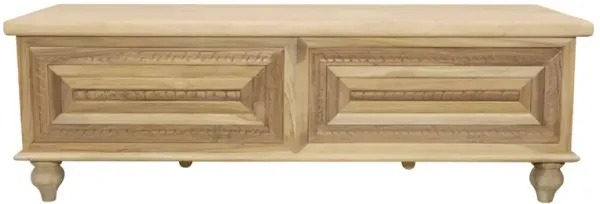 Noelle 55 Storage Bench in Distressed White on Teak Wood