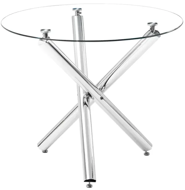 Dining Table Transparent Glass Top with Stylish Cross-Leg Design