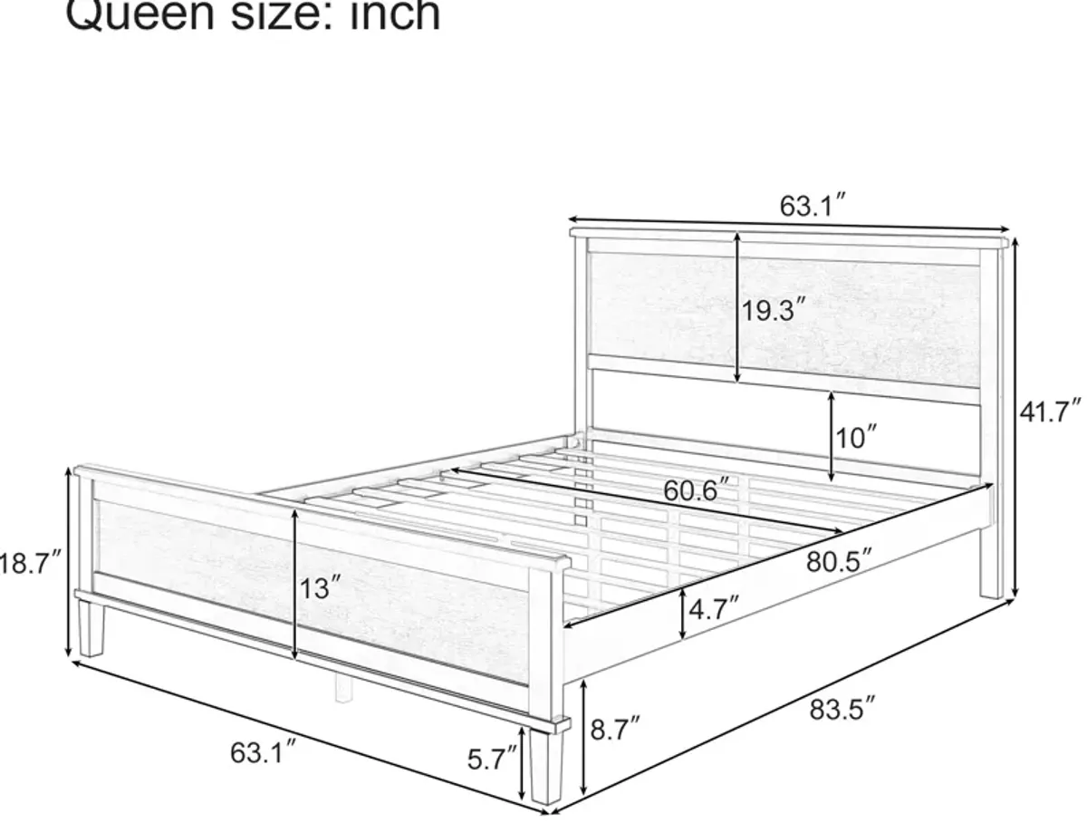 Merax Mid-Century Wood Platform Bed with Headboard