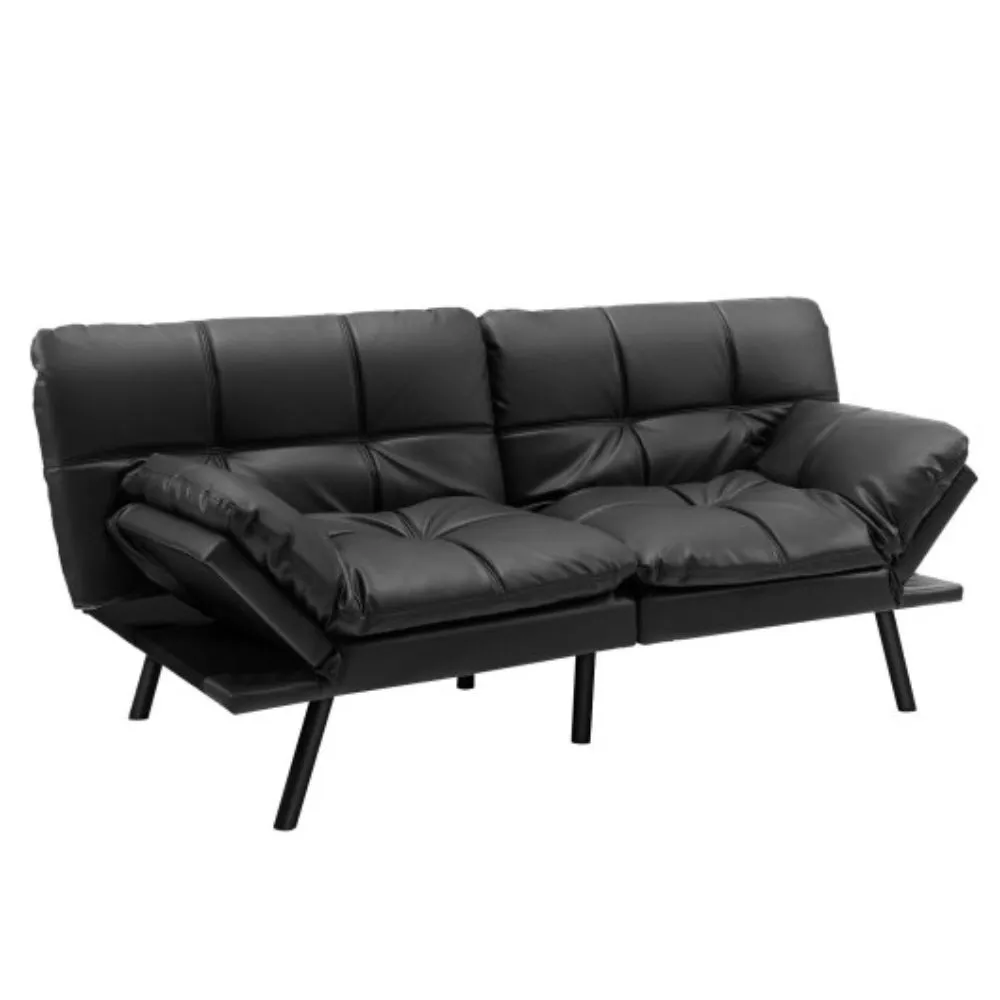 Convertible Memory Foam Futon Sofa Bed with Adjustable Armrest