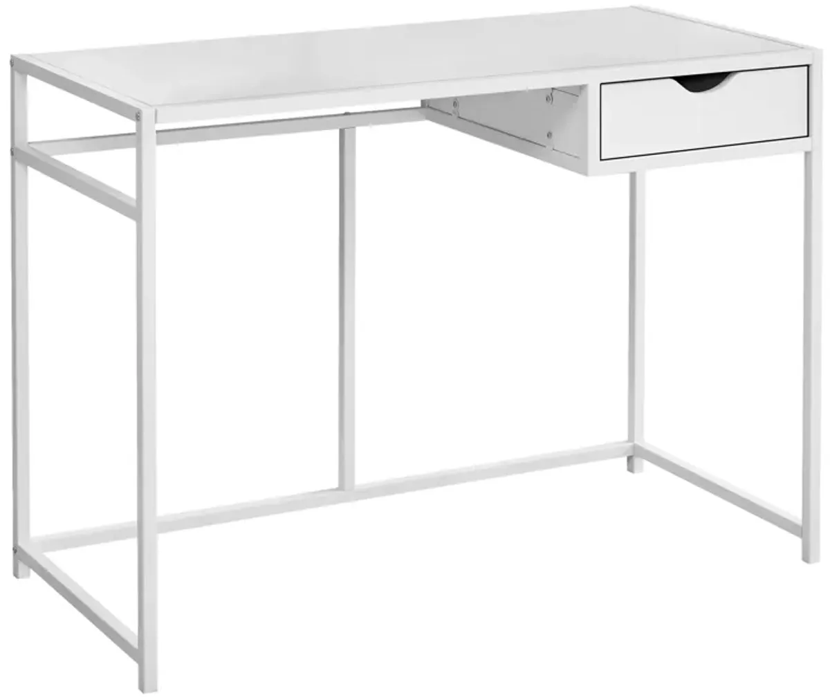 Monarch Specialties I 7570 Computer Desk, Home Office, Laptop, Storage Drawer, 42"L, Work, Metal, Laminate, White, Contemporary, Modern