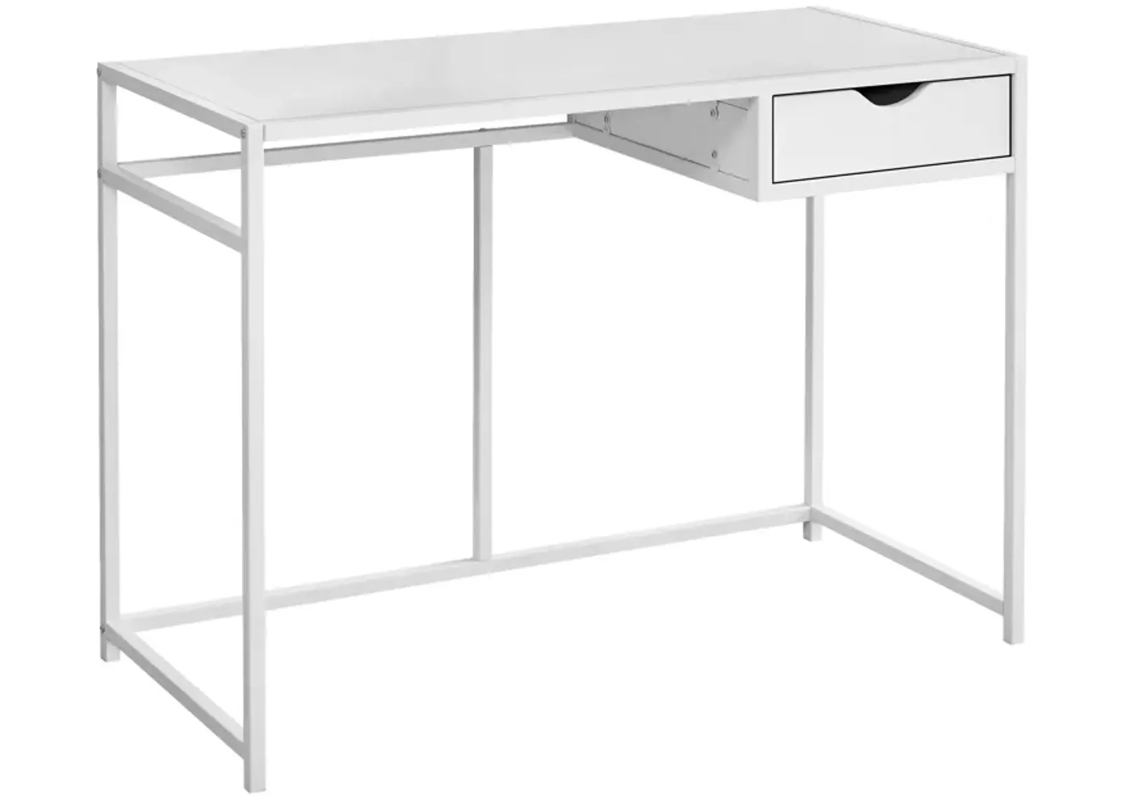 Monarch Specialties I 7570 Computer Desk, Home Office, Laptop, Storage Drawer, 42"L, Work, Metal, Laminate, White, Contemporary, Modern