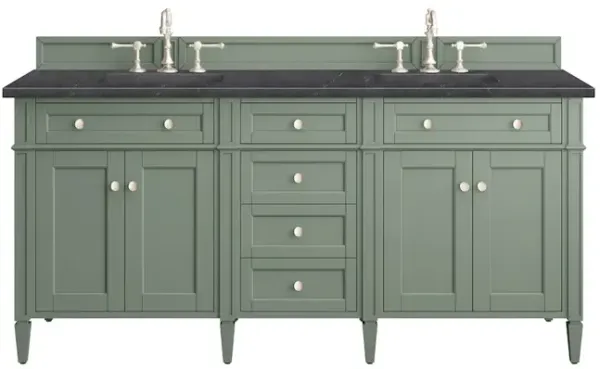 James Martin Vanities 72 Double Vanity, Smokey Celadon w/ 3 CM Charcoal Soapstone Top