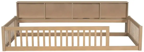 Merax Floor Bed with Storage Cabinets and USB Ports