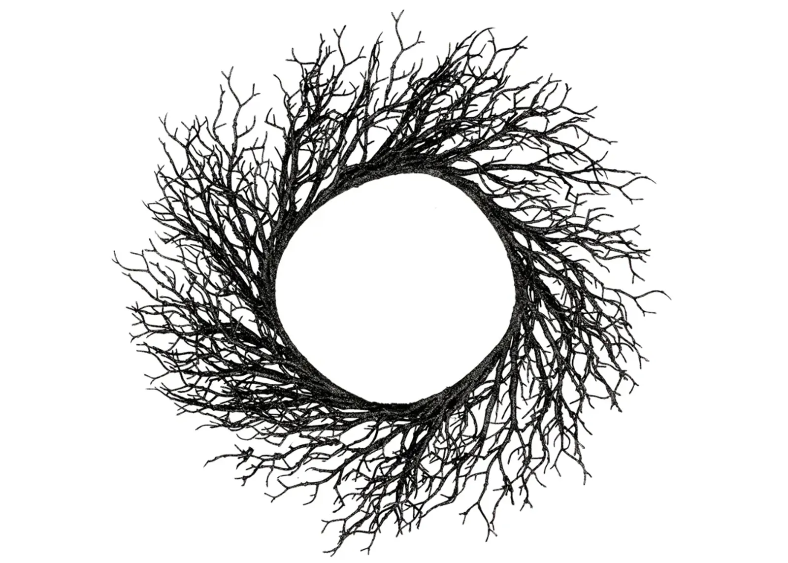 Black Twig Artificial Halloween Wreath  24-Inch  Unlit