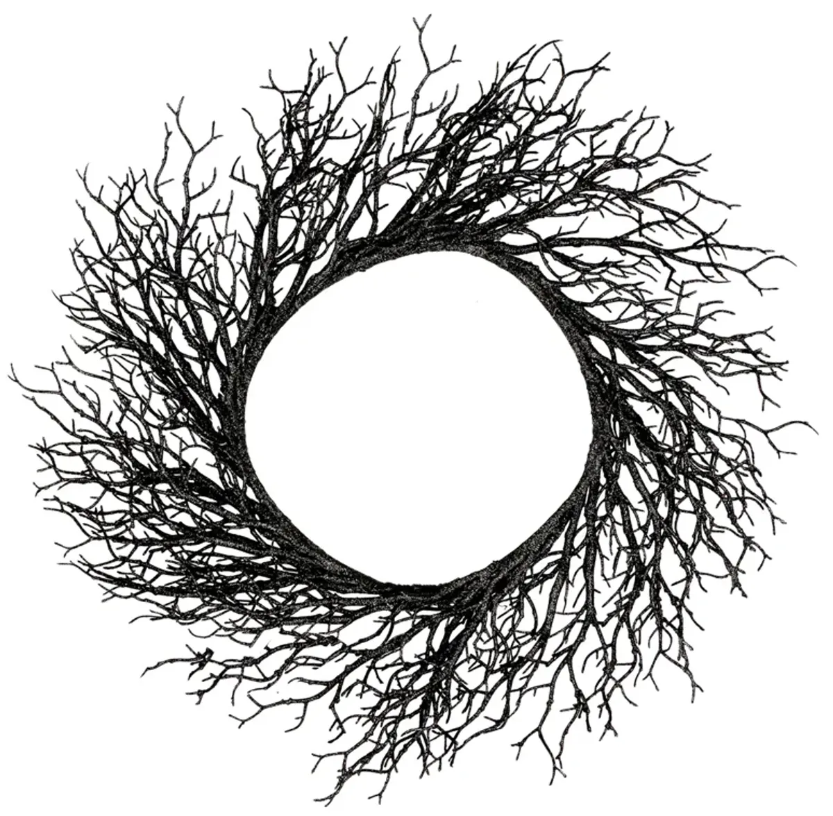 Black Twig Artificial Halloween Wreath  24-Inch  Unlit