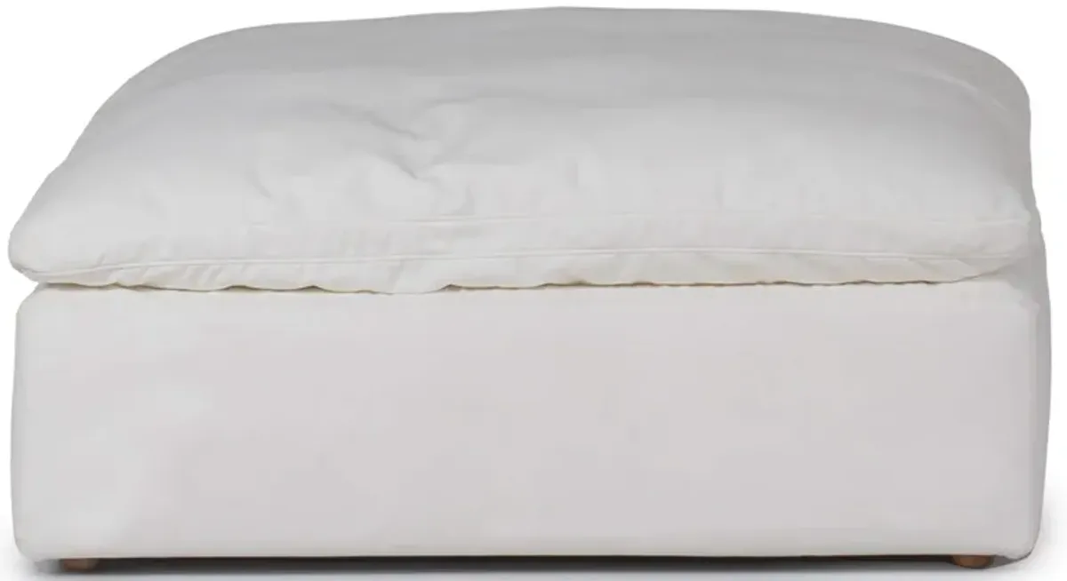 Sunset Trading Contemporary Puff Collection 44 Square Slipcovered Sectional Modular Ottoman, Performance Fabric Washable Water-Resistant Stain-Proof, Oversized Down Filled Large Sofa Footrest, White