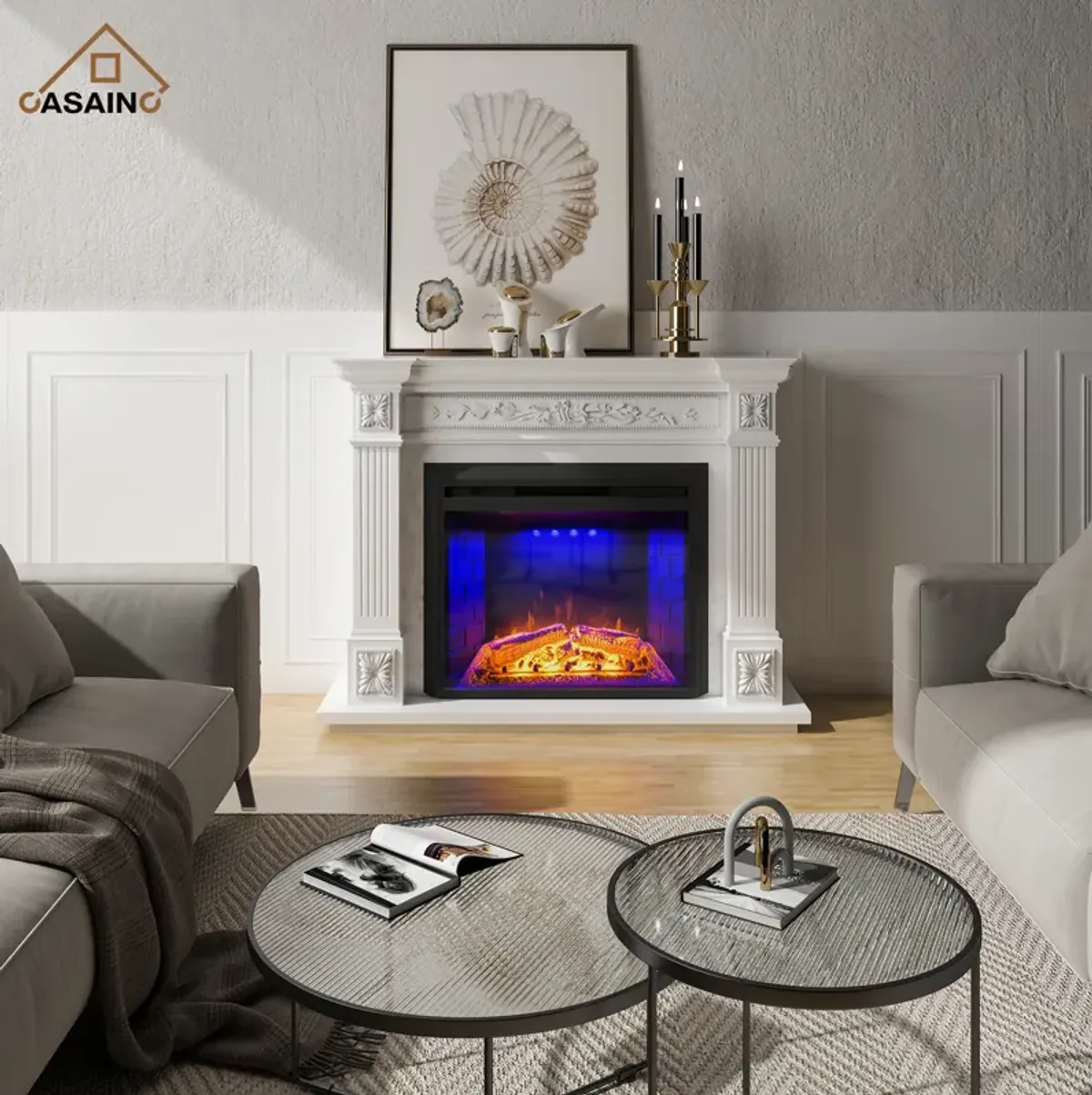 LED Electric Fireplace wall TV stand