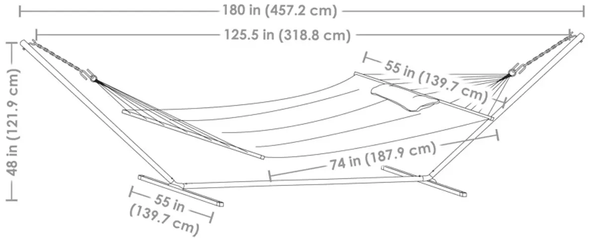 Sunnydaze 2-Person Quilted Fabric Hammock with Steel Stand