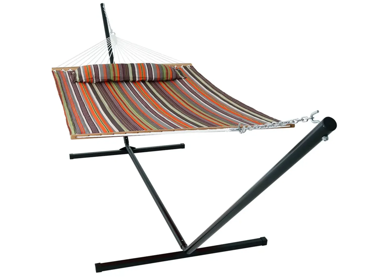 Sunnydaze 2-Person Quilted Fabric Hammock with Steel Stand