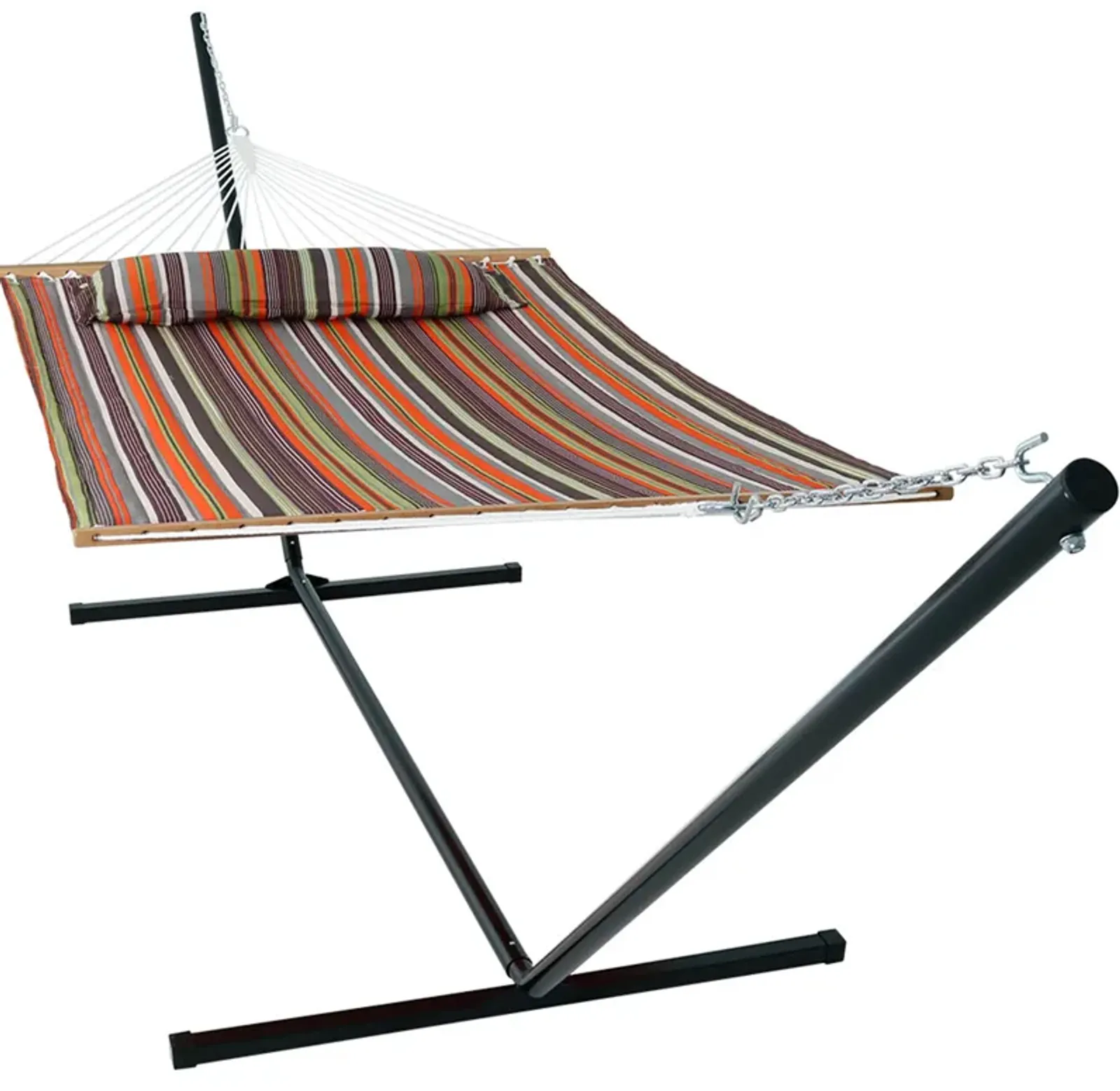 Sunnydaze 2-Person Quilted Fabric Hammock with Steel Stand