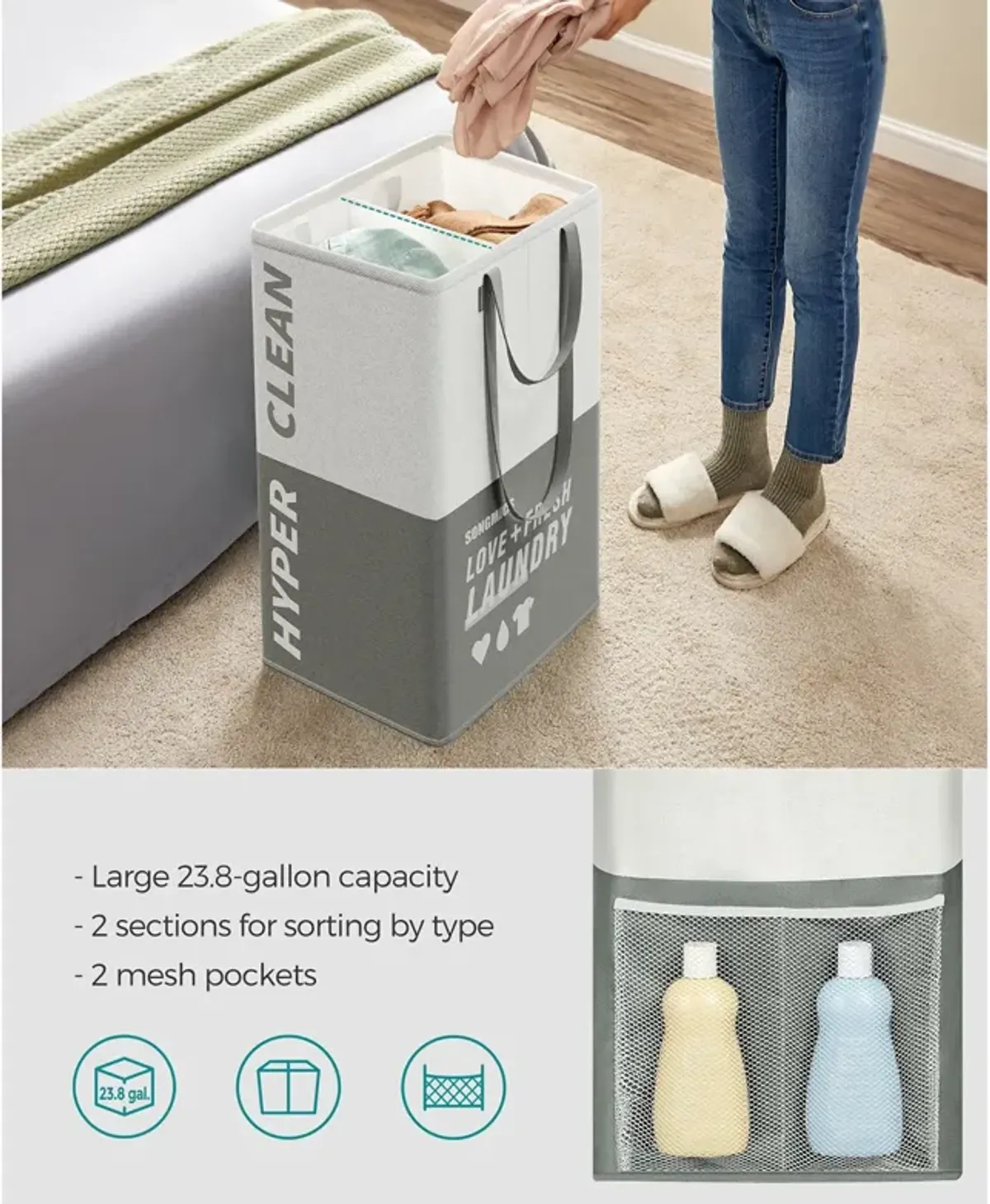 Set of 2 Laundry Baskets for Convenient and Organized Washing