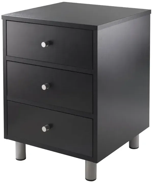 Daniel Accent Table with 3 Drawers, Black Finish
