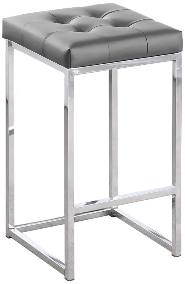 Jersey Faux Leather Counter Height Stool in Silver (Set of 2)