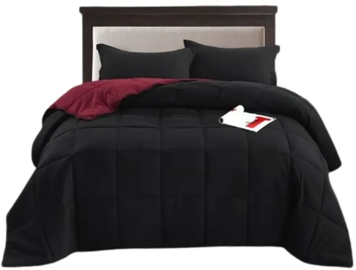 Hivvago Traditional Microfiber Reversible 3 Piece Comforter Set