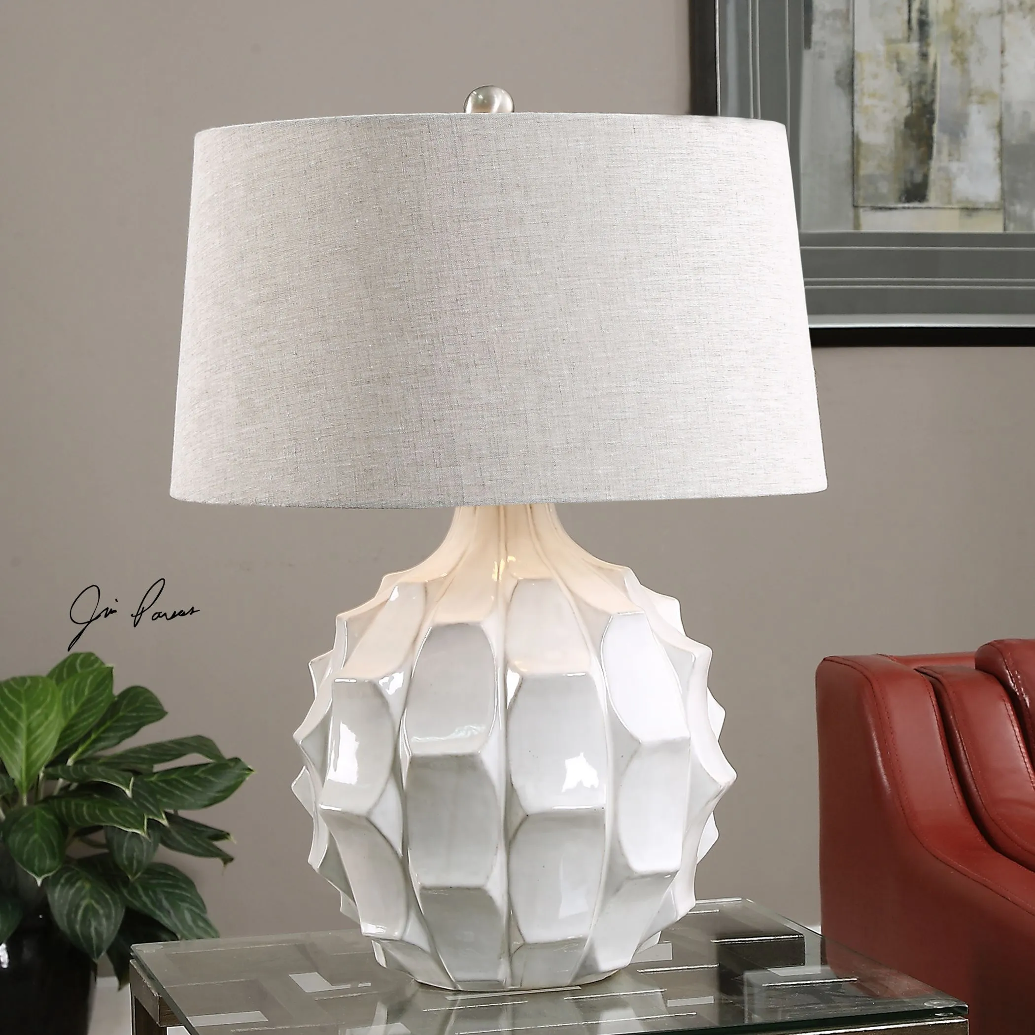 Uttermost Guerina Scalloped White Lamp