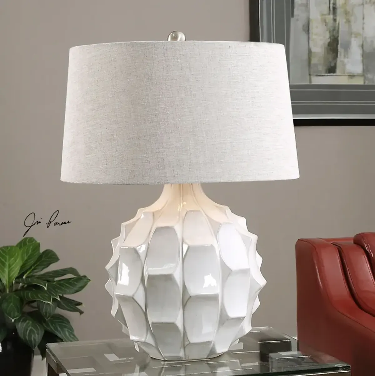 Uttermost Guerina Scalloped White Lamp