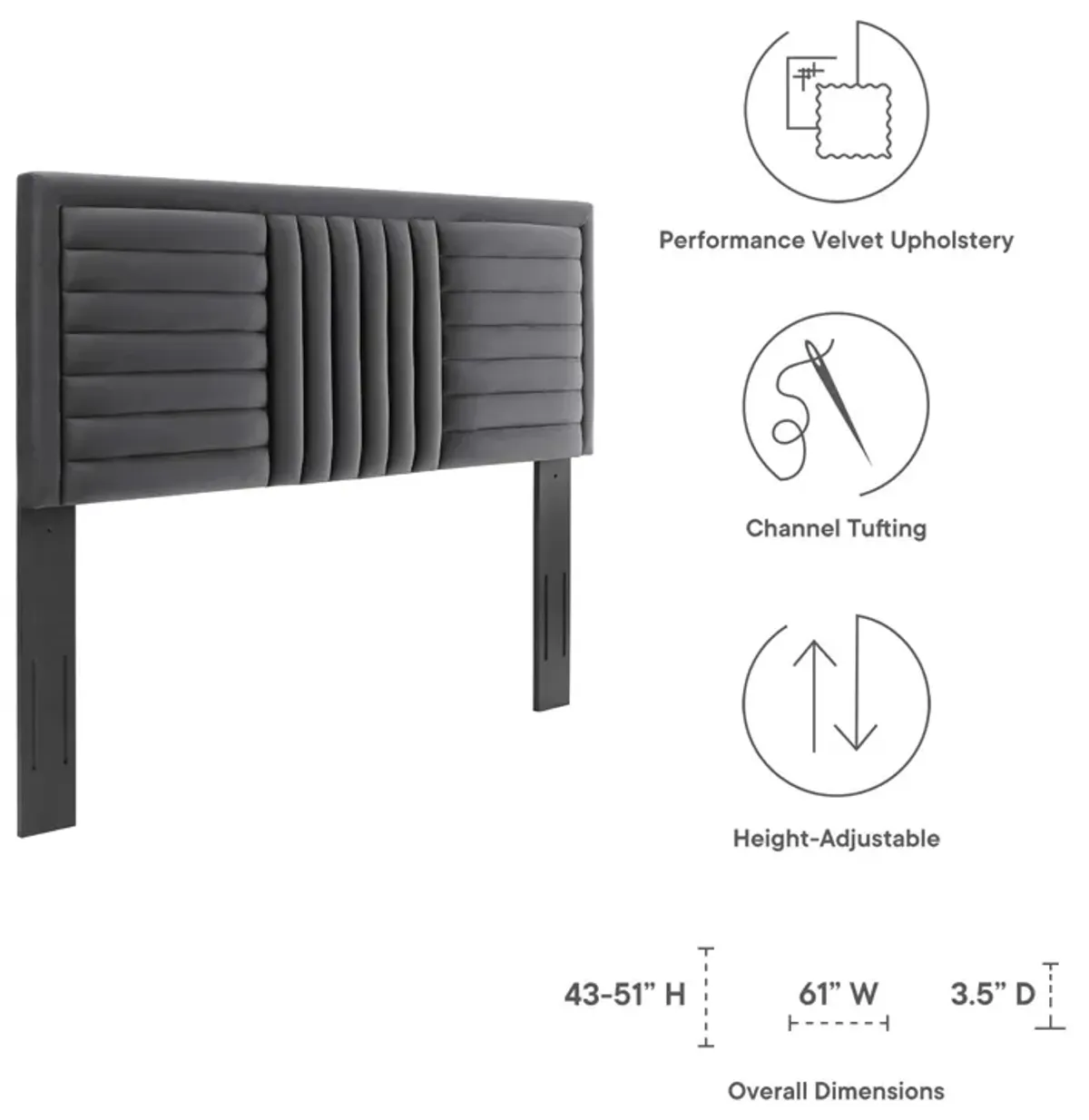 Modway - Believe Channel Tufted Performance Velvet Twin Headboard