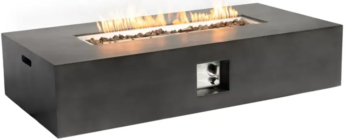 Mondawe 56" Outdoor Fiberglas Fire Pit Table,50K BTU Propane E-Ignition Waterproof Fire Table