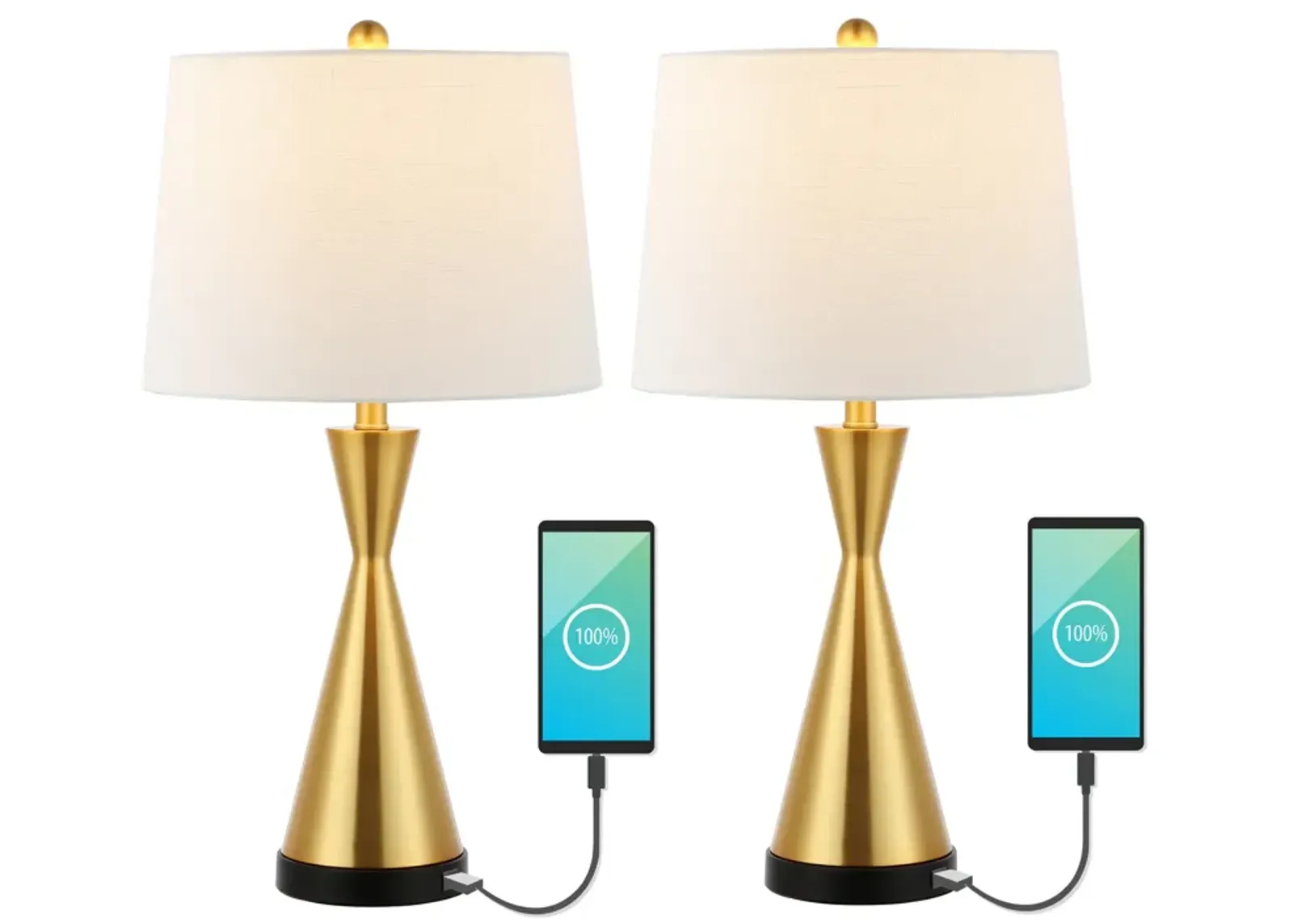 Colton Classic French Country Iron LED Table Lamp with USB Charging Port (Set of 2)