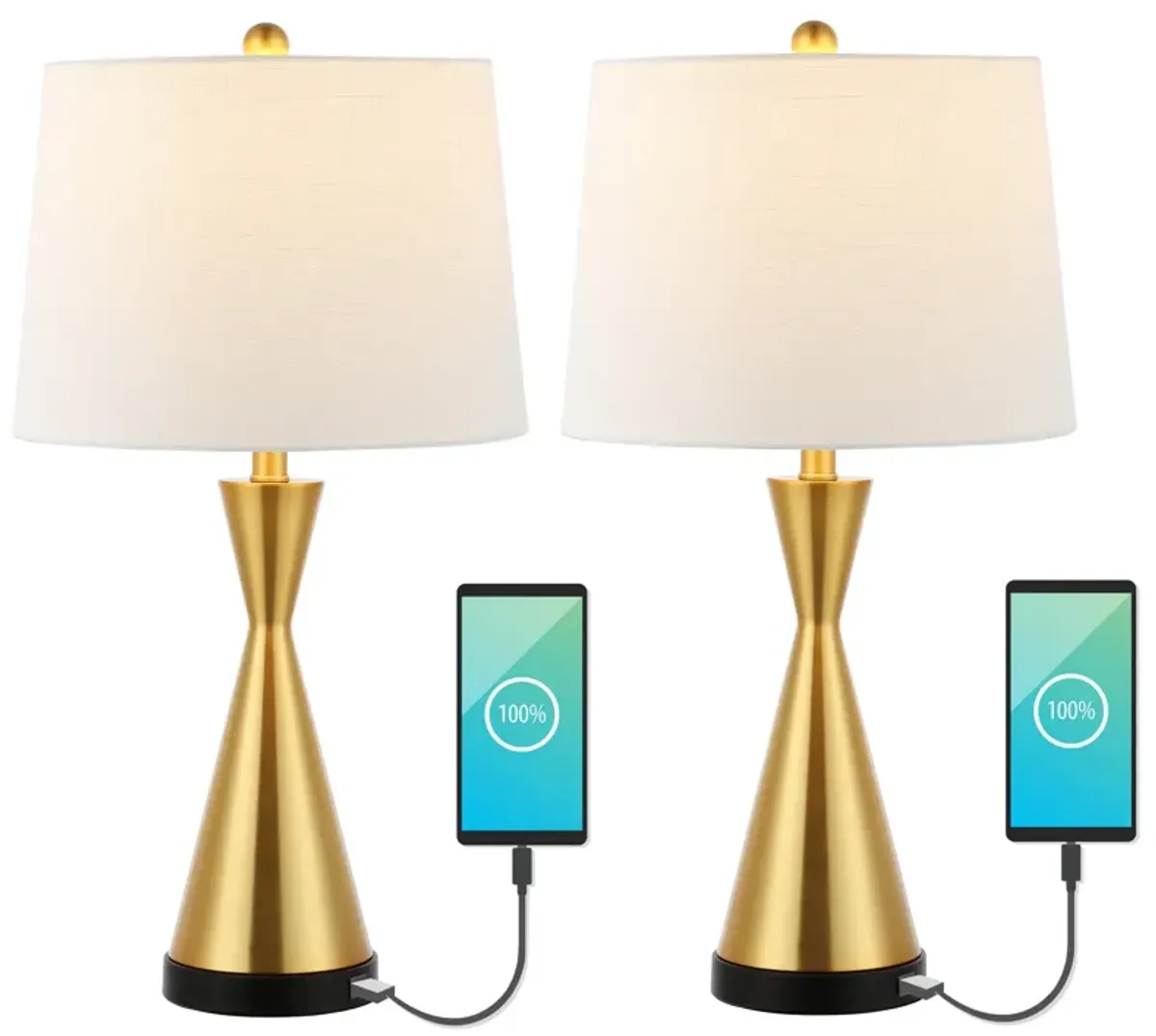 Colton Classic French Country Iron LED Table Lamp with USB Charging Port (Set of 2)