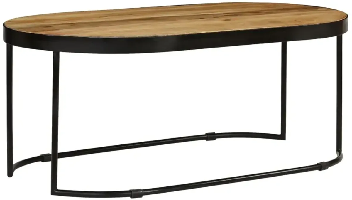 vidaXL Coffee Table Oval Solid Rough Mango Wood and Steel 39.4