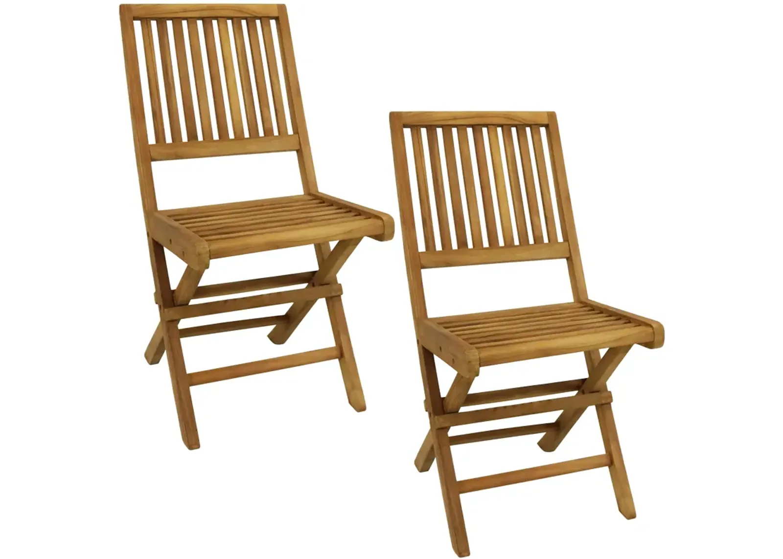 Sunnydaze Nantasket Solid Teak Folding Slat-Back Patio Chair