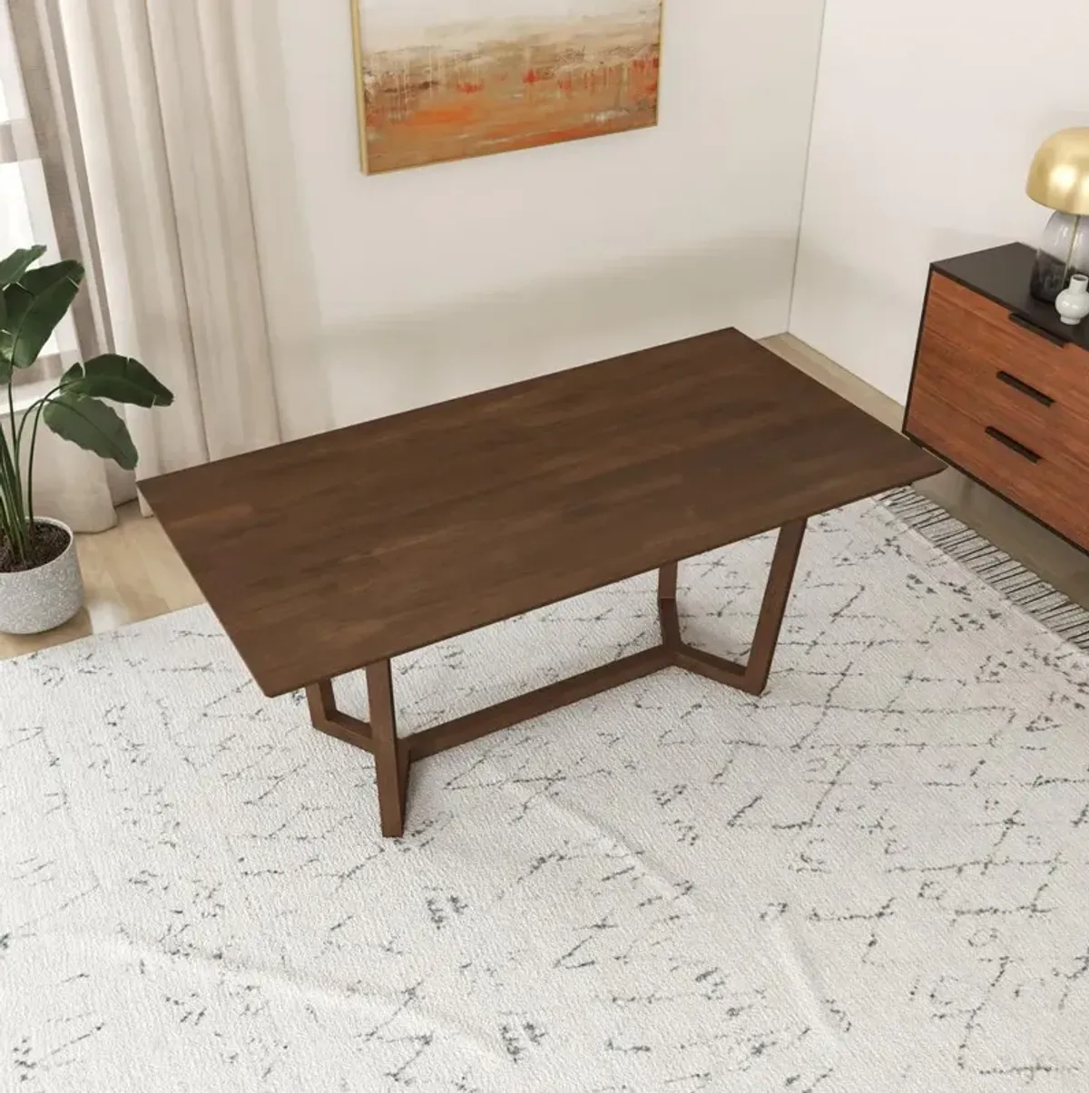 Ashcroft Furniture Co Marina Mid-Century Modern Solid Wood Dining Table in Brown