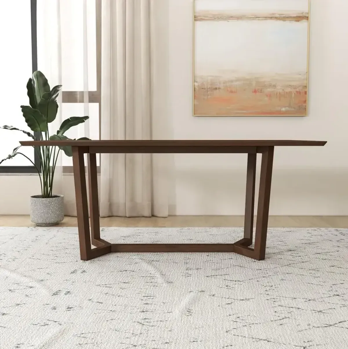 Ashcroft Furniture Co Marina Mid-Century Modern Solid Wood Dining Table in Brown