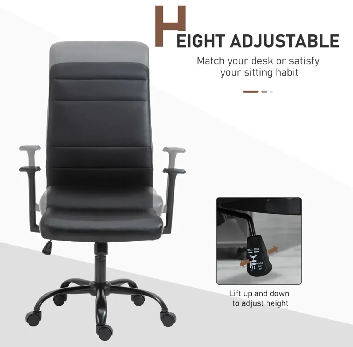 Black Executive Comfort: High-Back Faux Leather Office Chair