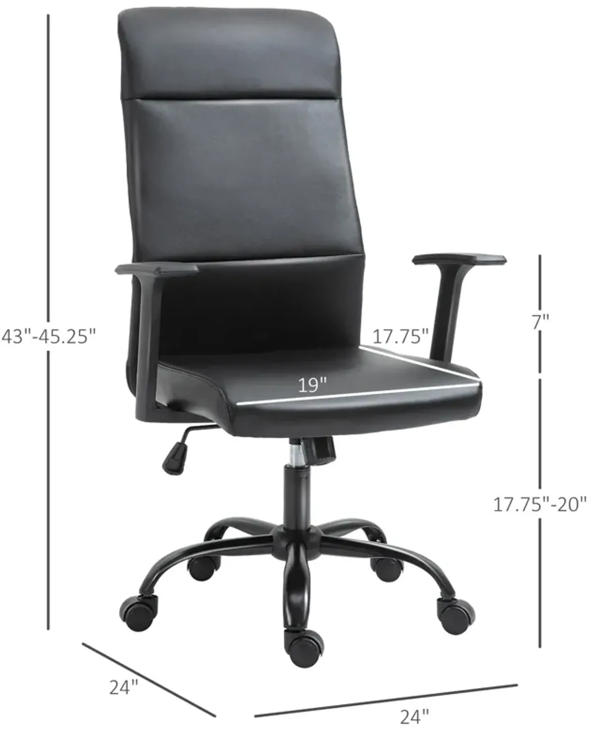 Black Executive Comfort: High-Back Faux Leather Office Chair