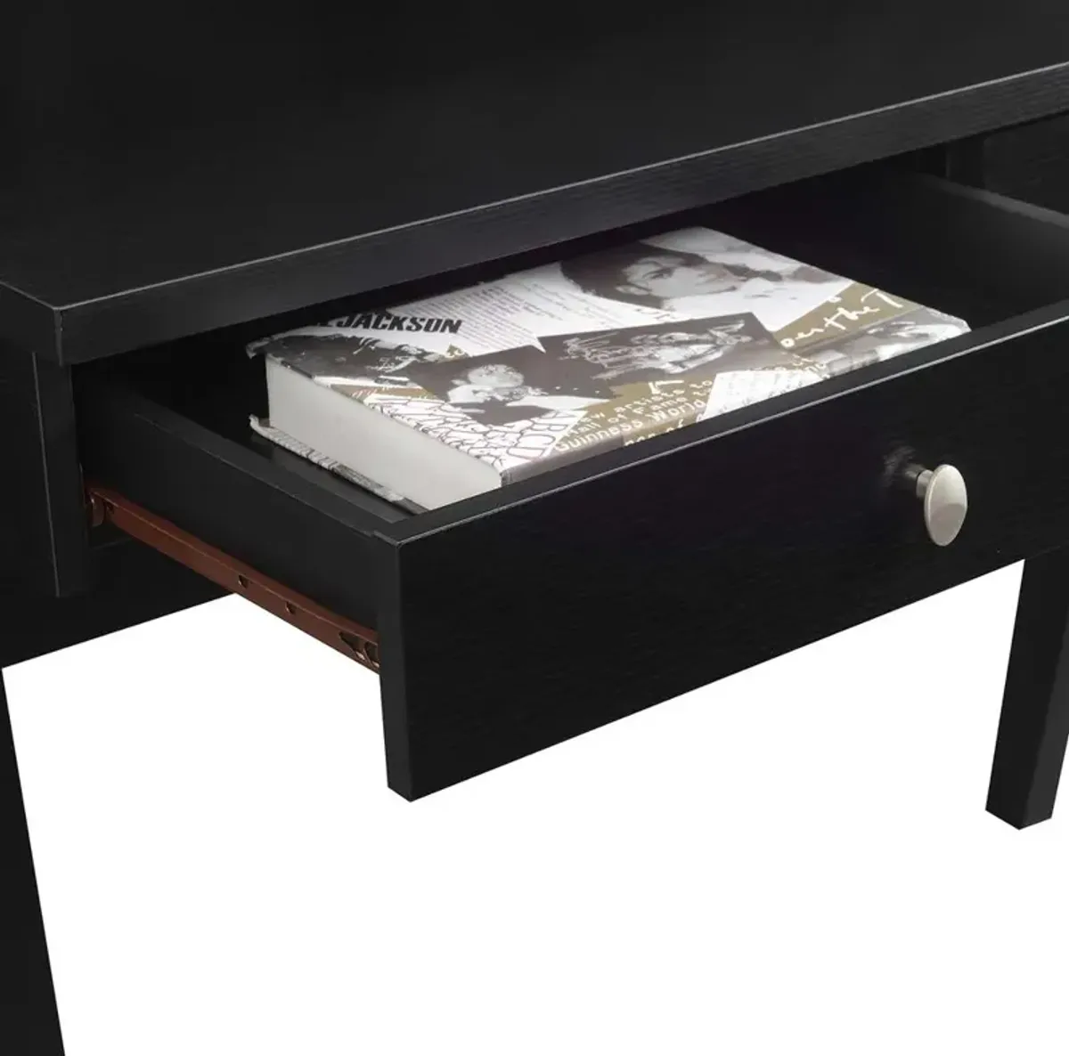 Convenience Concepts Newport Deluxe 2 Drawer Desk with Shelf, Black