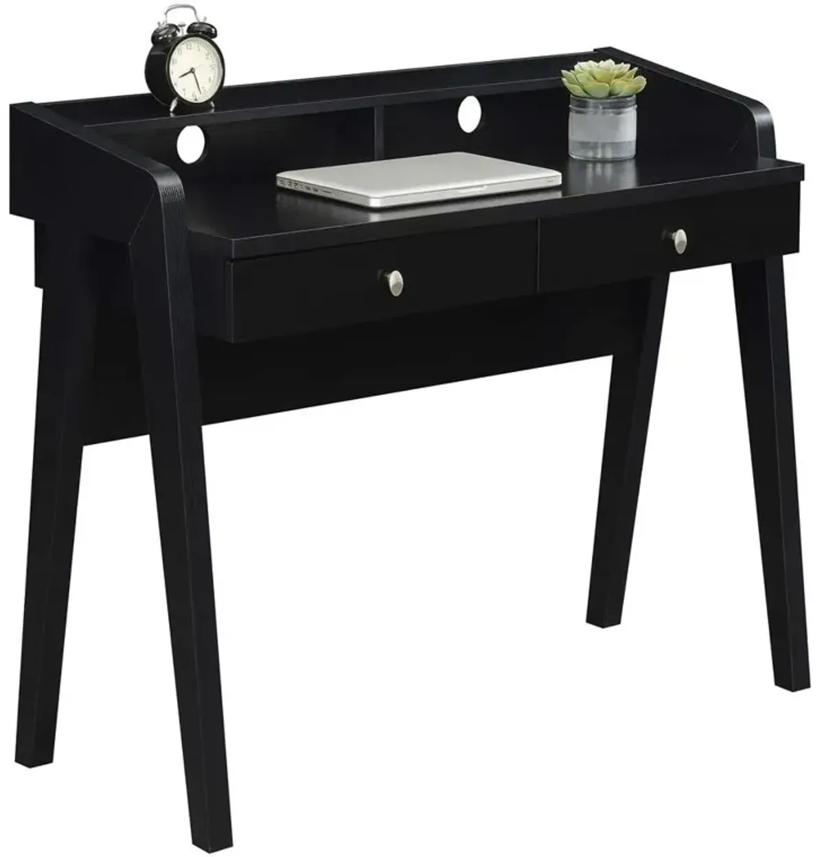 Convenience Concepts Newport Deluxe 2 Drawer Desk with Shelf, Black