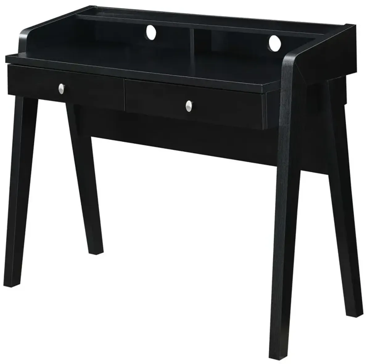 Convenience Concepts Newport Deluxe 2 Drawer Desk with Shelf, Black