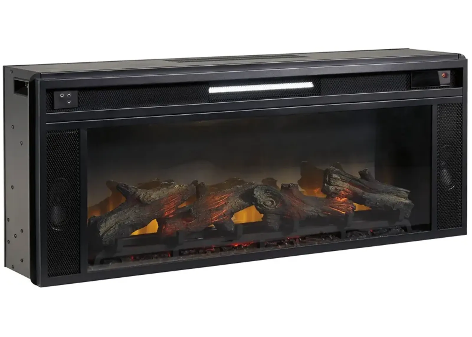 43 Inches Electric Fireplace Insert with Log Set Look, Black - Benzara