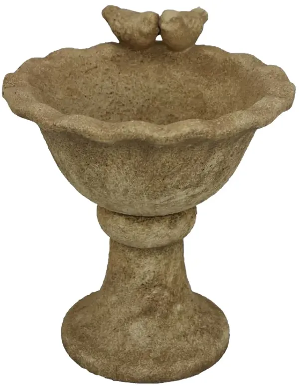 Ivina Bird Bath Feeder, Brown Terracotta, Cute Decorative, 12 Inch - Benzara