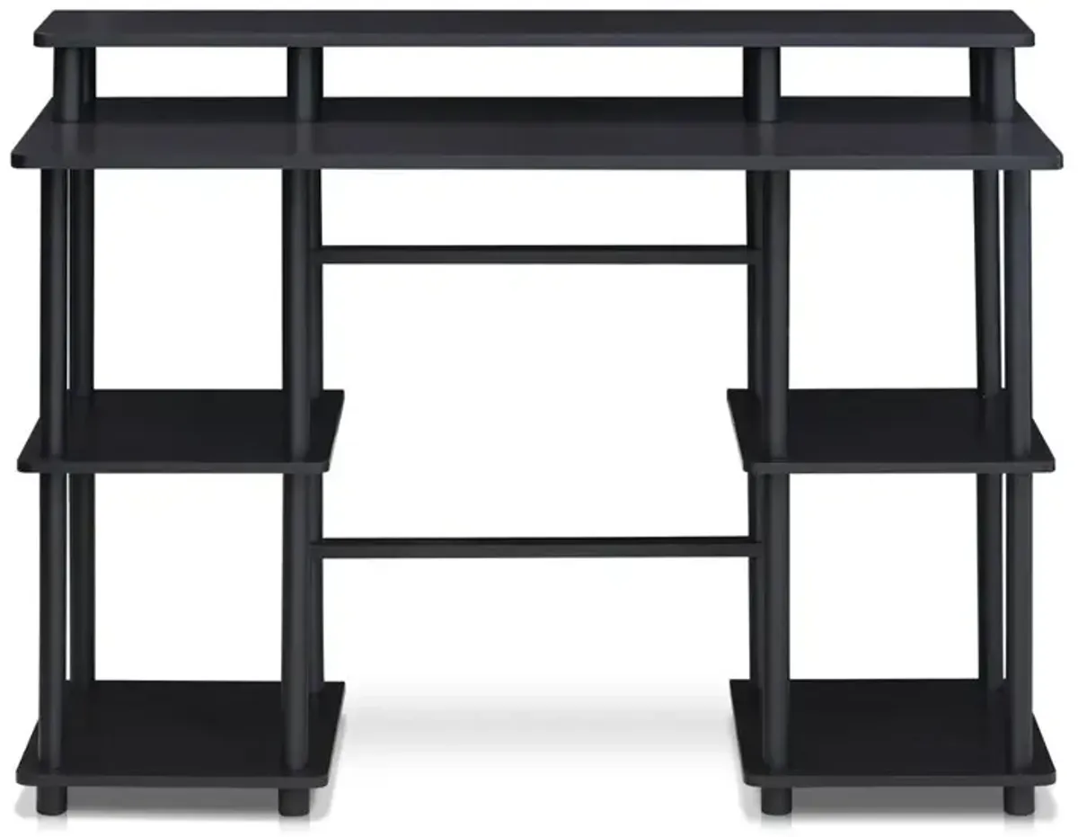 Furinno Turn-N-Tube Computer Desk with Top Shelf, Espresso/Black 17045EX/BK