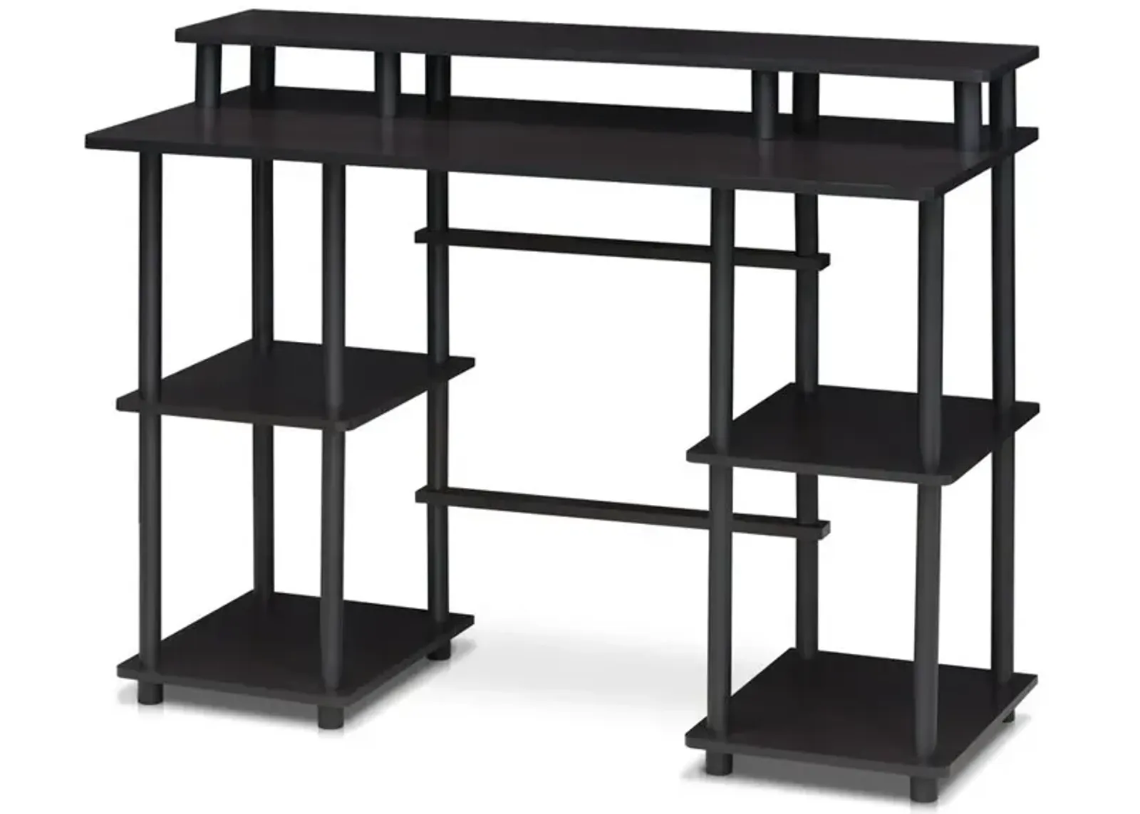 Furinno Turn-N-Tube Computer Desk with Top Shelf, Espresso/Black 17045EX/BK