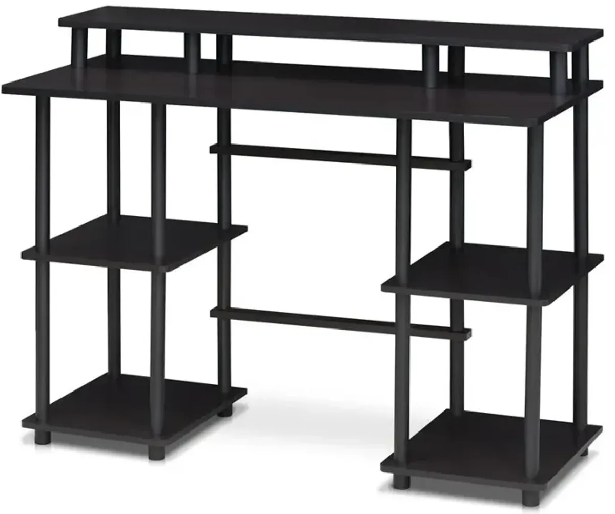 Furinno Turn-N-Tube Computer Desk with Top Shelf, Espresso/Black 17045EX/BK