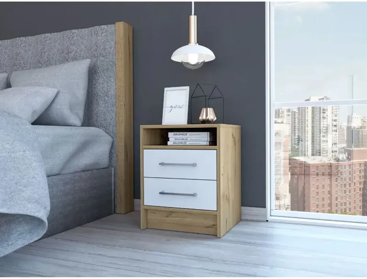 Hivvago Sophisticated and Stylish White and Light Oak Nightstand