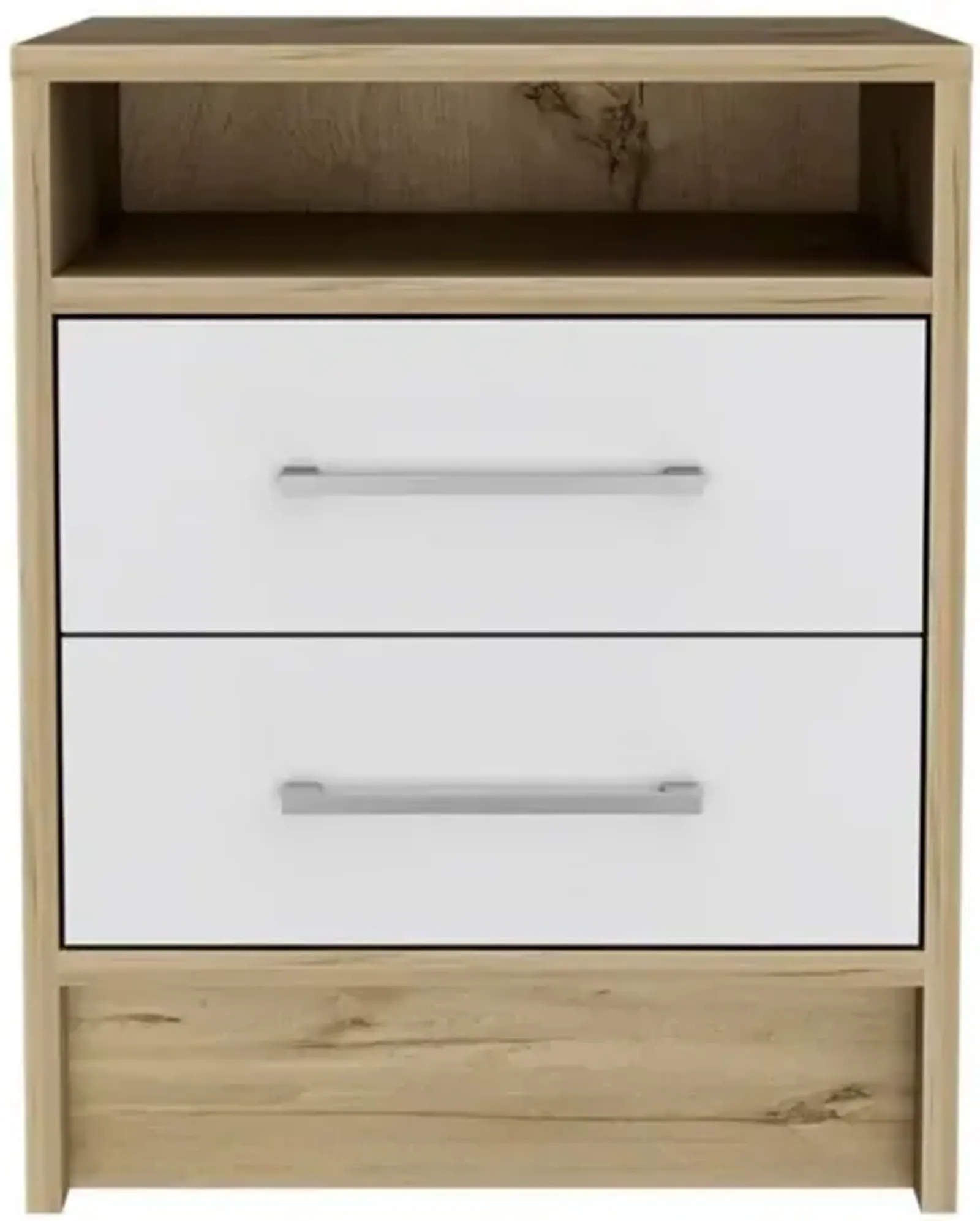 Hivvago Sophisticated and Stylish White and Light Oak Nightstand