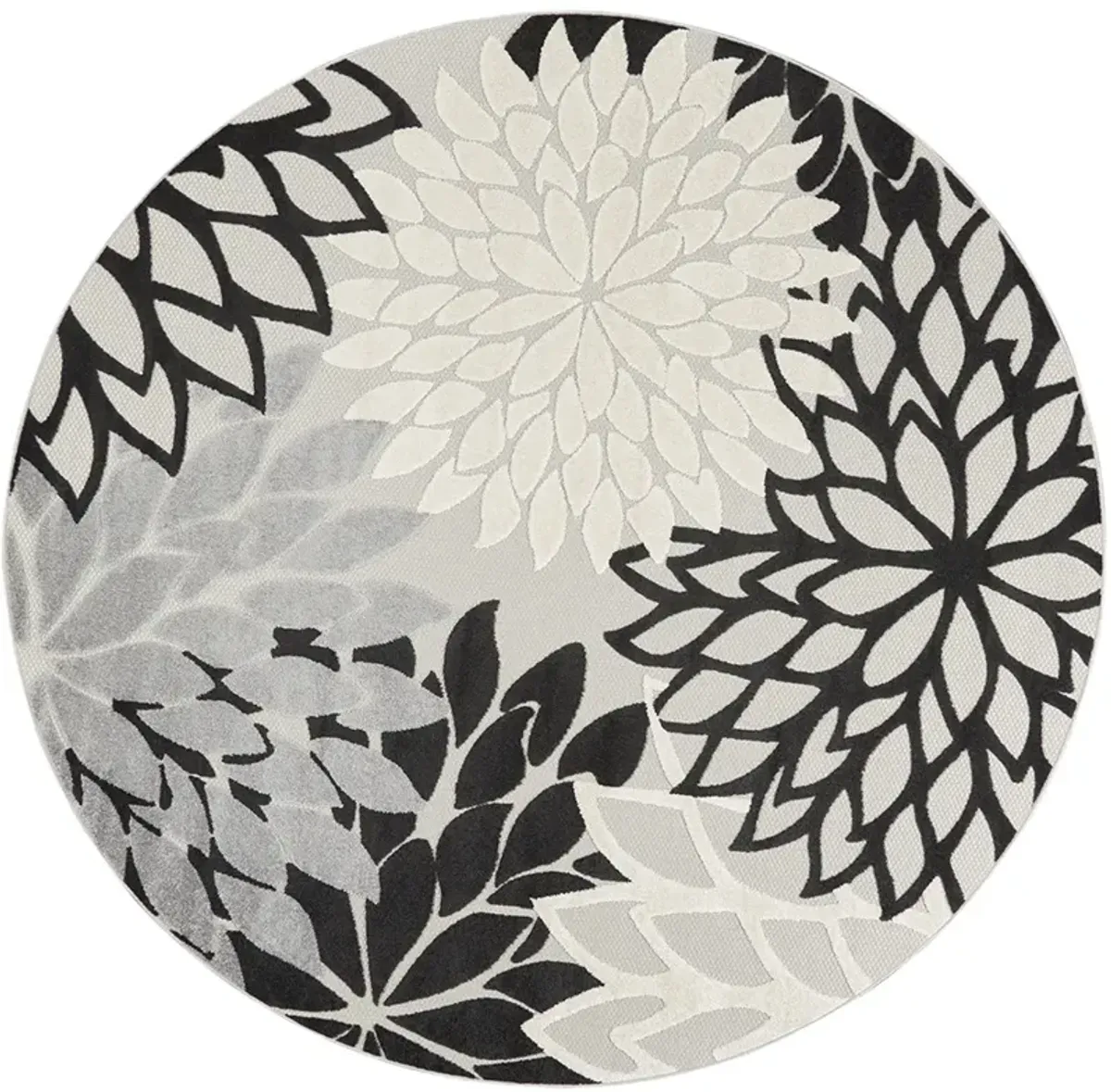 Aloha ALH05 Black/White 7'10" x Round Rug