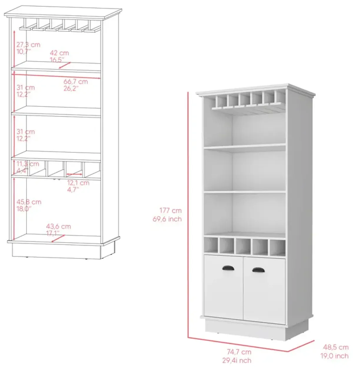 Bar Cabinet Taholah, Living Room, White