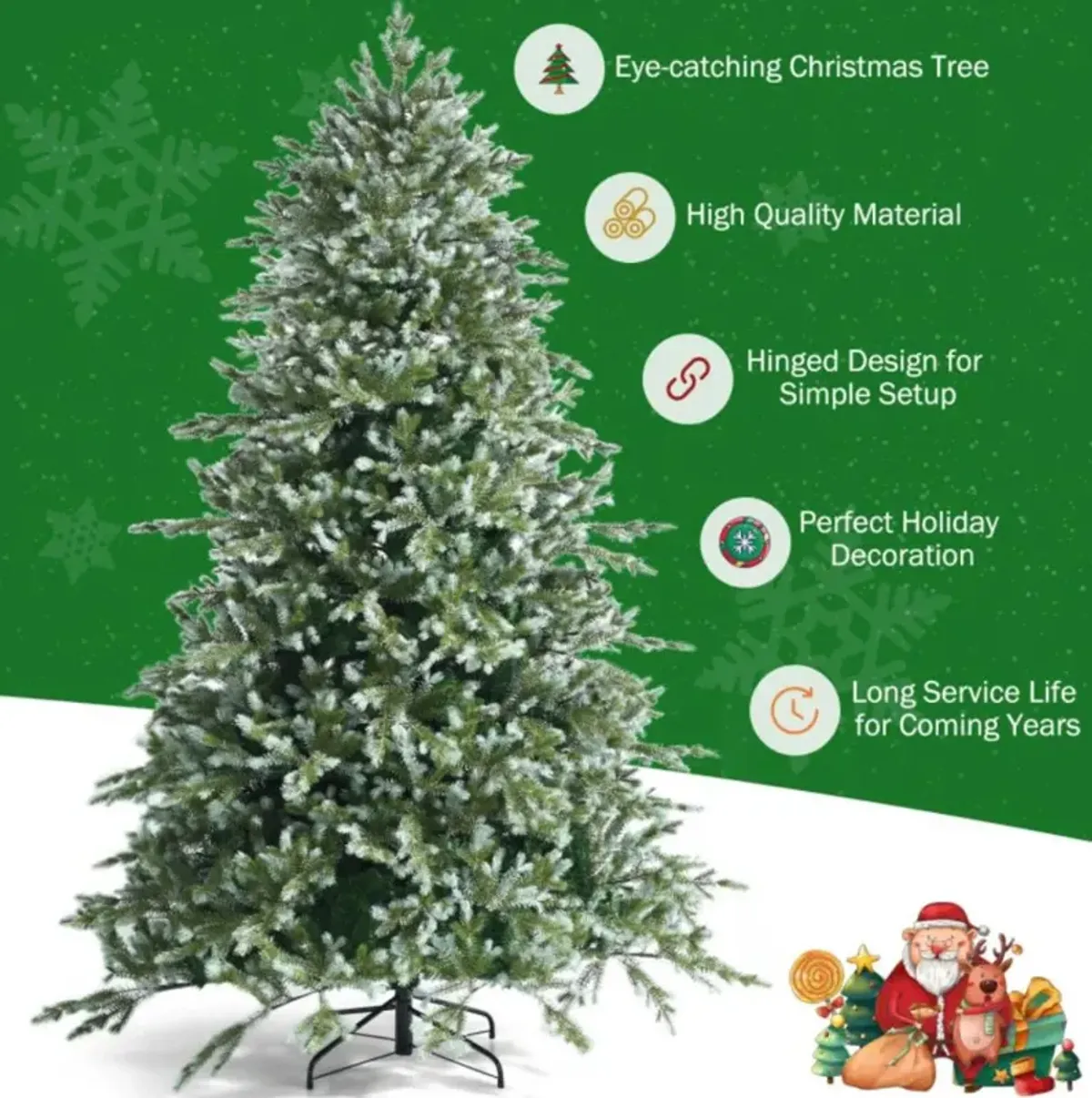 Hivvago 8 Feet Hinged Artificial Christmas Spruce Tree with Mixed PE and PVC Tips