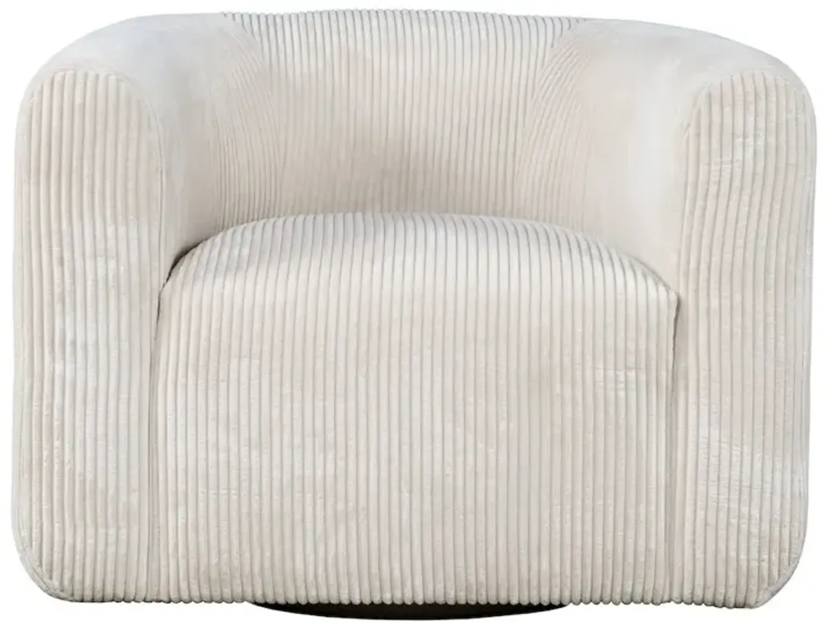 Jofran Biggs Modern Corduroy Upholstered Curved Barrel Swivel Accent Chair