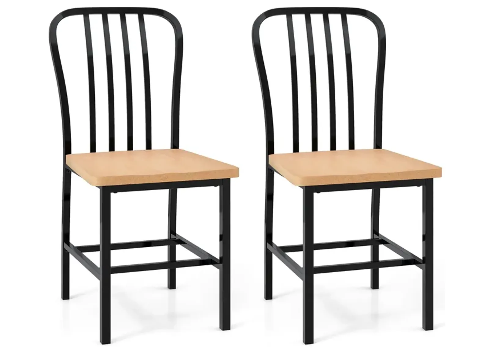 Armless Spindle Back Dining Chair Set of 2 with Ergonomic Seat