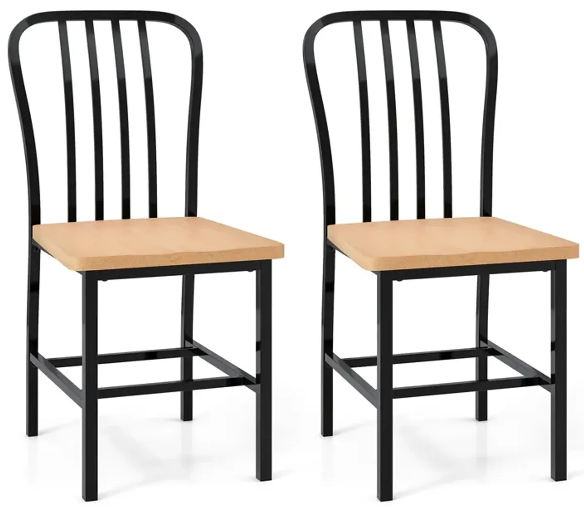 Armless Spindle Back Dining Chair Set of 2 with Ergonomic Seat